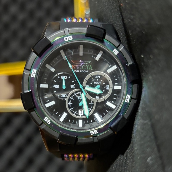 Invicta Aviator Chronograph Men’s Watch 23691 Black Rainbow Bezel